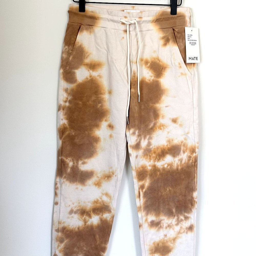 NWT MATE the Label Brown/Tan Tie Dye Organic Terry Classic Jogger - XS - Picture 4 of 7